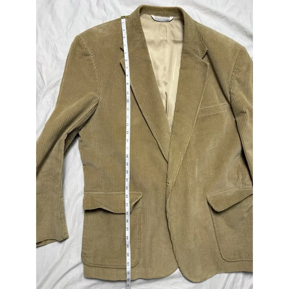Lands End Brown Herringbone Sport Coat Mens 42R Tweed Wool Jacket Blazer